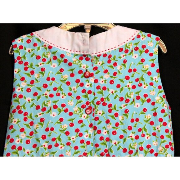 Strasburg Blue Cherry Dress sz 7/8 Summer Sleeveless Embroidered Spring TLC - Picture 6 of 8